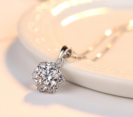 Set colier si cercei argint rodiat Flower [5]