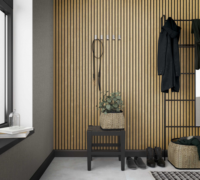 Tapet riflaj de lemn maro negru vlies aspect 3D panou decorativ stil scandinav lamele de lemn 10,05 x 0.53 cm [3]