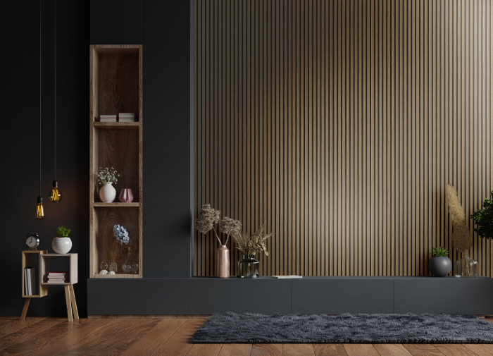 Tapet riflaj de lemn maro negru vlies aspect 3D panou decorativ stil scandinav lamele de lemn 10,05 x 0.53 cm [4]