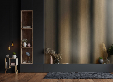 Tapet riflaj de lemn maro negru vlies aspect 3D panou decorativ stil scandinav lamele de lemn 10,05 x 0.53 cm [3]