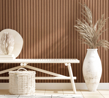 Tapet riflaj de lemn maro vlies aspect 3D panou decorativ stil scandinav lamele de lemn 10,05 x 0.53 cm [1]