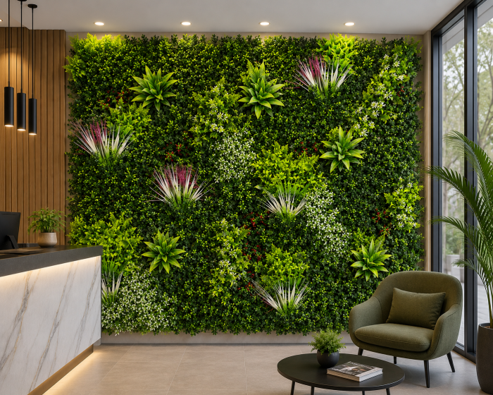 Panouri perete iarbă, 100 x 100 cm decorațiune iarbă artificială cu legători, Model Bellin B017, Balcon/Gard/Restaurat/Hotel, Exterior/Interior [3]