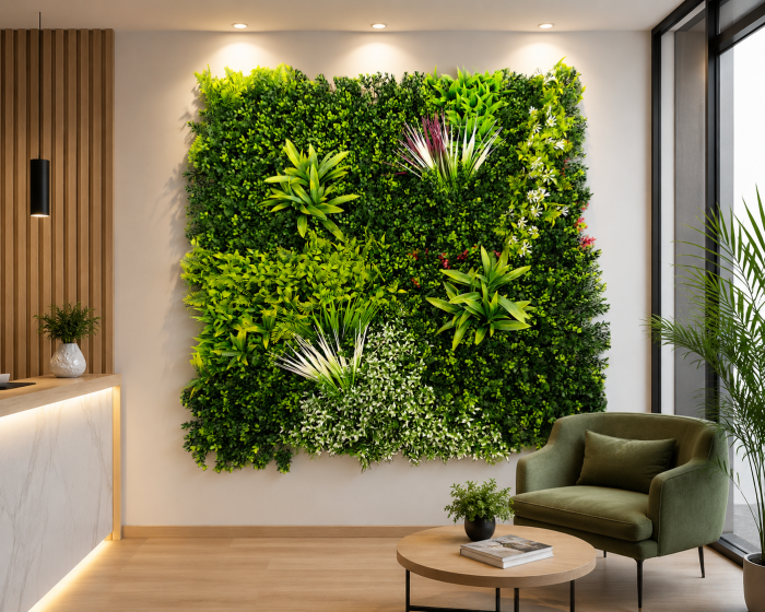 Panouri perete iarbă, 100 x 100 cm decorațiune iarbă artificială cu legători, Model Bellin B017, Balcon/Gard/Restaurat/Hotel, Exterior/Interior [5]