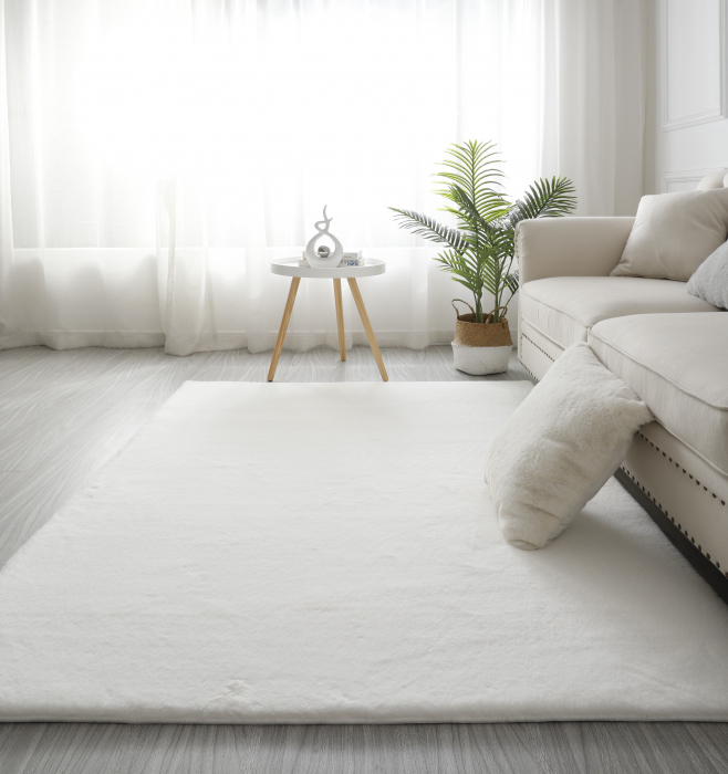 Covor Blanita Living/Dormitor, Model LOP 060, Antiderapant Soft, Alb [4]