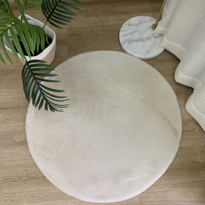 Covor Pufos, Model Blanita Crem, Rotund Antiderapant, Soft LOP 050 [1]