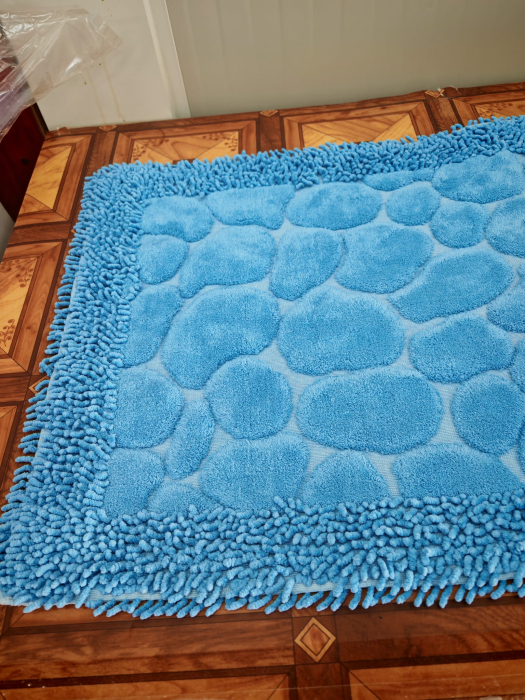 Covor baie, Pietre Albastru, Covor 100% Bumbac, Dimensiunea 60x100/50x80 cm [2]