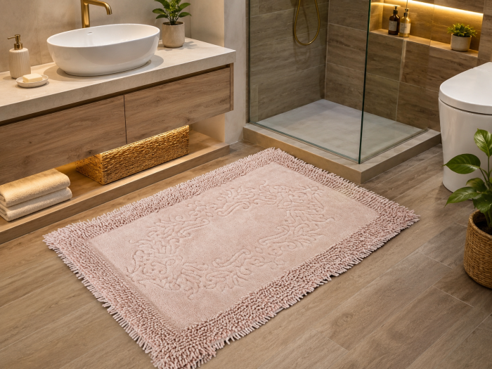Covor baie, Clasic Roz, Covor 100% Bumbac, Dimensiunea 60x100 cm [3]