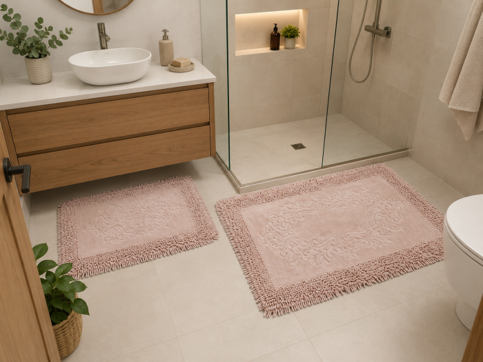 Covor baie, Clasic Roz, Covor 100% Bumbac, Dimensiunea 60x100 cm [2]