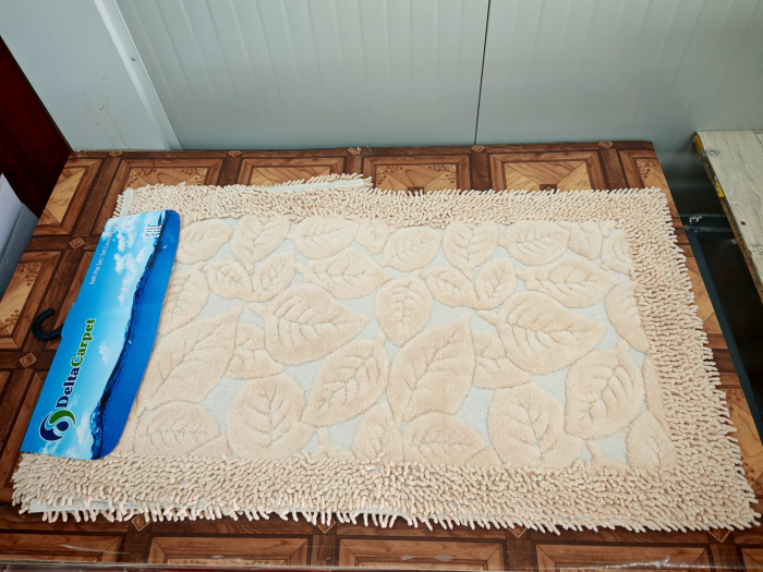 Covor baie, Leaves Cappuccino, Covor 100% Bumbac, Dimensiunea 60x100/50x80 cm, Cappuccino [2]