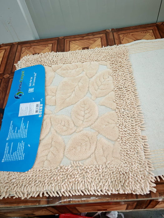 Covor baie, Leaves Cappuccino, Covor 100% Bumbac, Dimensiunea 60x100/50x80 cm, Cappuccino [3]