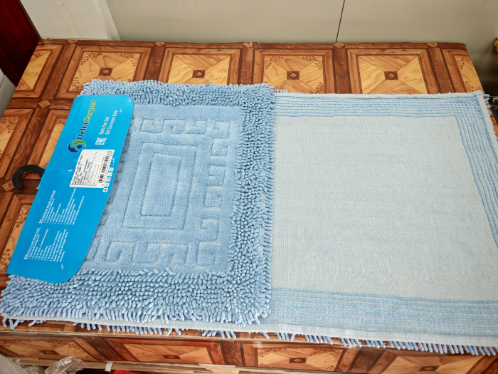 Covor baie, Rombs Albastru, Covor 100% Bumbac, Dimensiunea 60x100/50x80 cm [3]