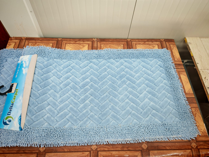 Covor baie, Rombs Albastru, Covor 100% Bumbac, Dimensiunea 60x100/50x80 cm [2]