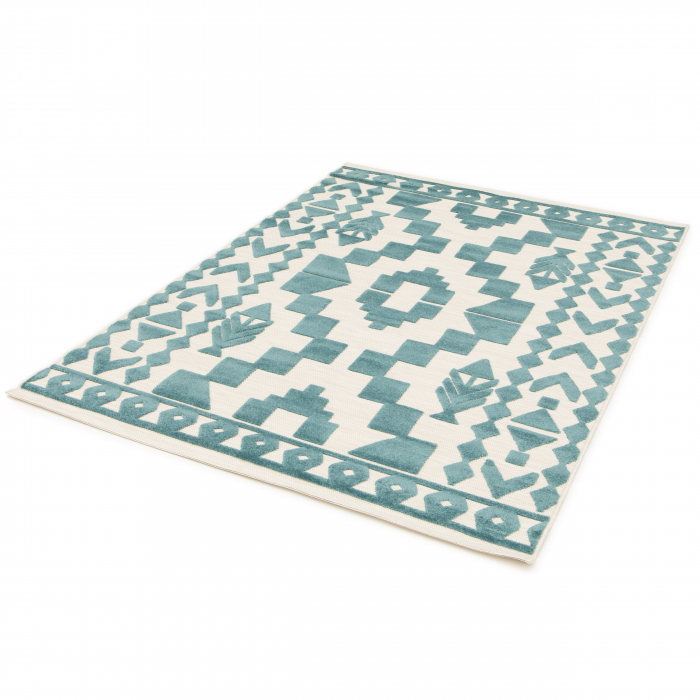 Covor Belgian cu efect 3D, Interior/Exterior, Model 23514-350, Colectia Monaco, Turcoaz [4]