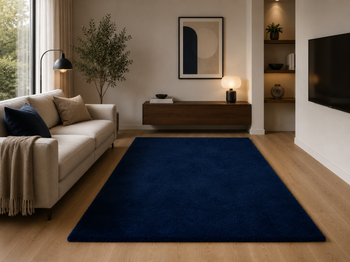 Covor Belgian din Microfibra, Model  Sky 71301/090 Lavabil, Fir moale, Bleumarin [10]