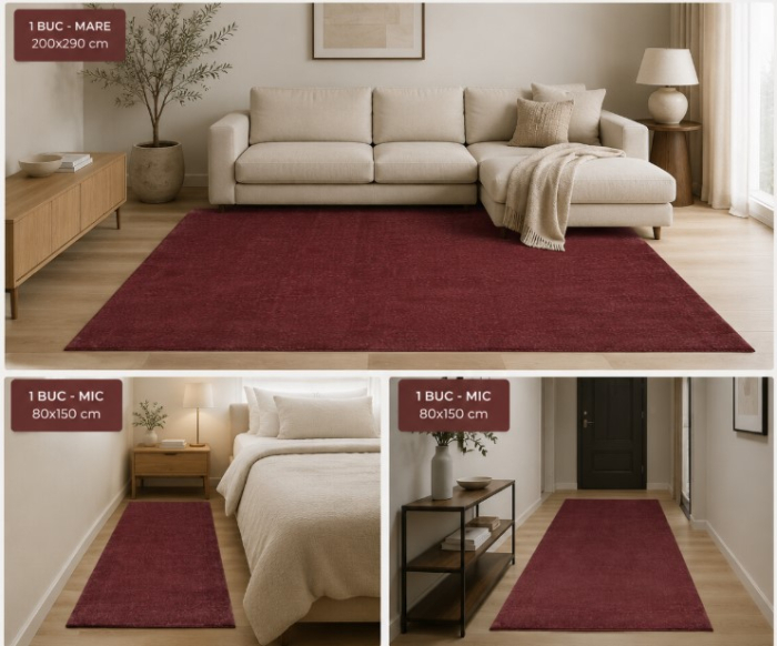 Covor Belgian Living/Dormitor, Fargo 71501/010, Bordo Set 80x150 cm -2 buc si 200 x 290 cm -1 buc [2]