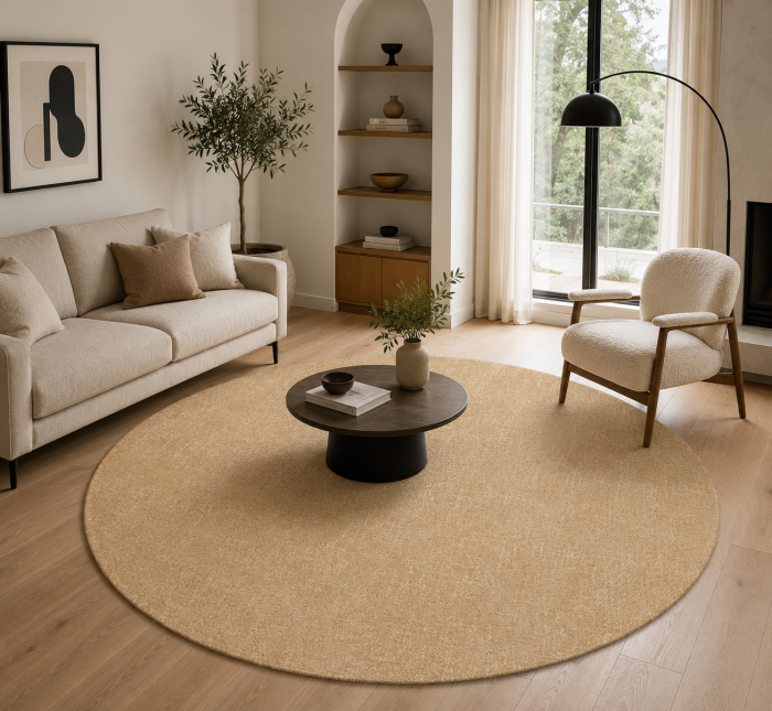 Covor Belgian Living/Dormitor, Fargo Rotund 71501/800, Bej/Mustar [6]