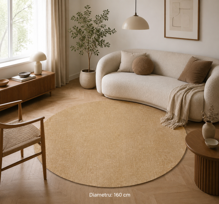Covor Belgian Living/Dormitor, Fargo Rotund 71501/800, Bej/Mustar [7]