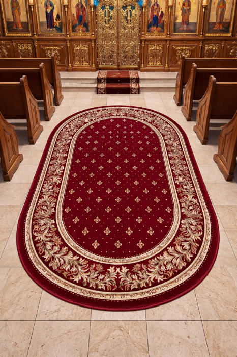 Covor Bisericesc, Model 15033/210 Oval, Rosu/Grena [5]