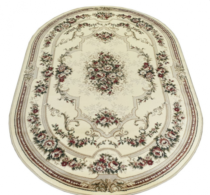 Covor Clasic Sufragerie, Model Lotos 574/100, Oval, Crem [6]