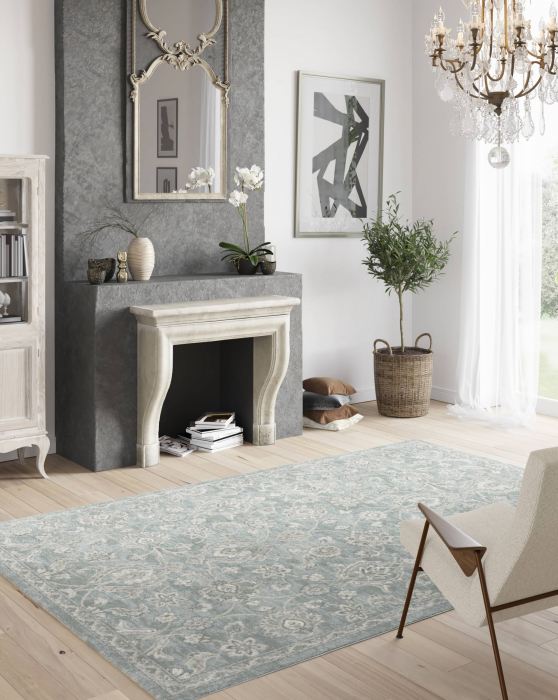 Covor Floral Living/Dormitor, Model Opus 54262/033, Turcoaz Deschis [6]