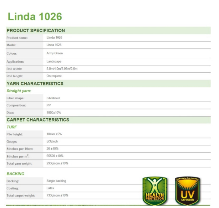 Covor Gazon Iarba Artificiala, Gradinita/ Loc de Joaca/Terasa/Curte, Model Linda Inaltime fir 10 mm, Verde [4]