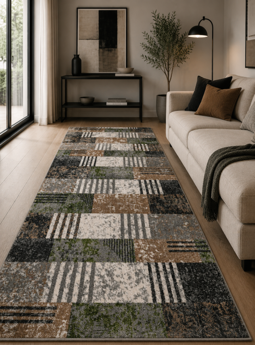 Covor Living/Dormitor, Model Kolibri 11583/GB92, Gri/Maro/Verde [2]