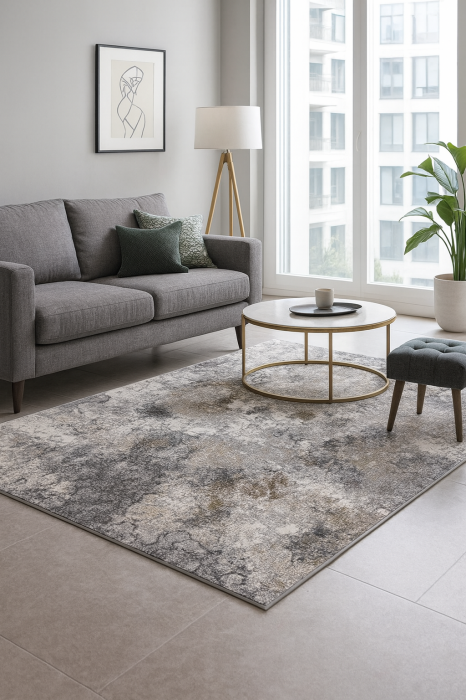 Covor Living/Dormitor, Model Kolibri 18098/BG19, Gri/Maro [1]