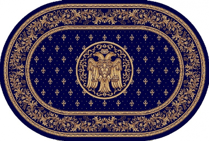 Covor Model Bisericesc,Oval, Albastru, 1800 gr/mp [1]