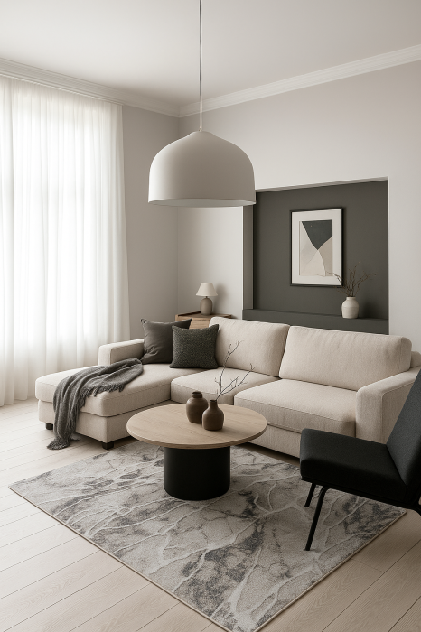 Covor Sufragerie/ Dormitor, Model Elma El001/106, Gri/Bej [1]