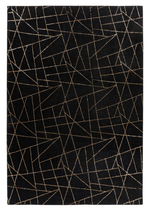 Covor Modern Living/Dormitor, Model Bijou 125, Negru/Auriu [5]