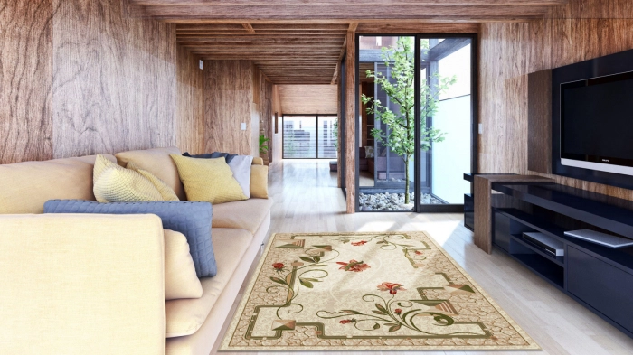 Covor Living/Dormitor, Model Lotos Floral 587/116, Crem/Bej [6]
