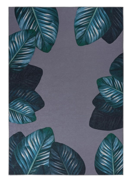 Covor Modern Sufragerie, Model Tropical 125, Negru/Verde [6]