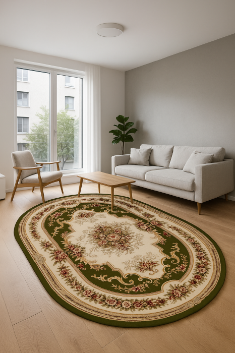 Covor Oval, Lotos 574/310, Verde, 1800 gr/mp [1]