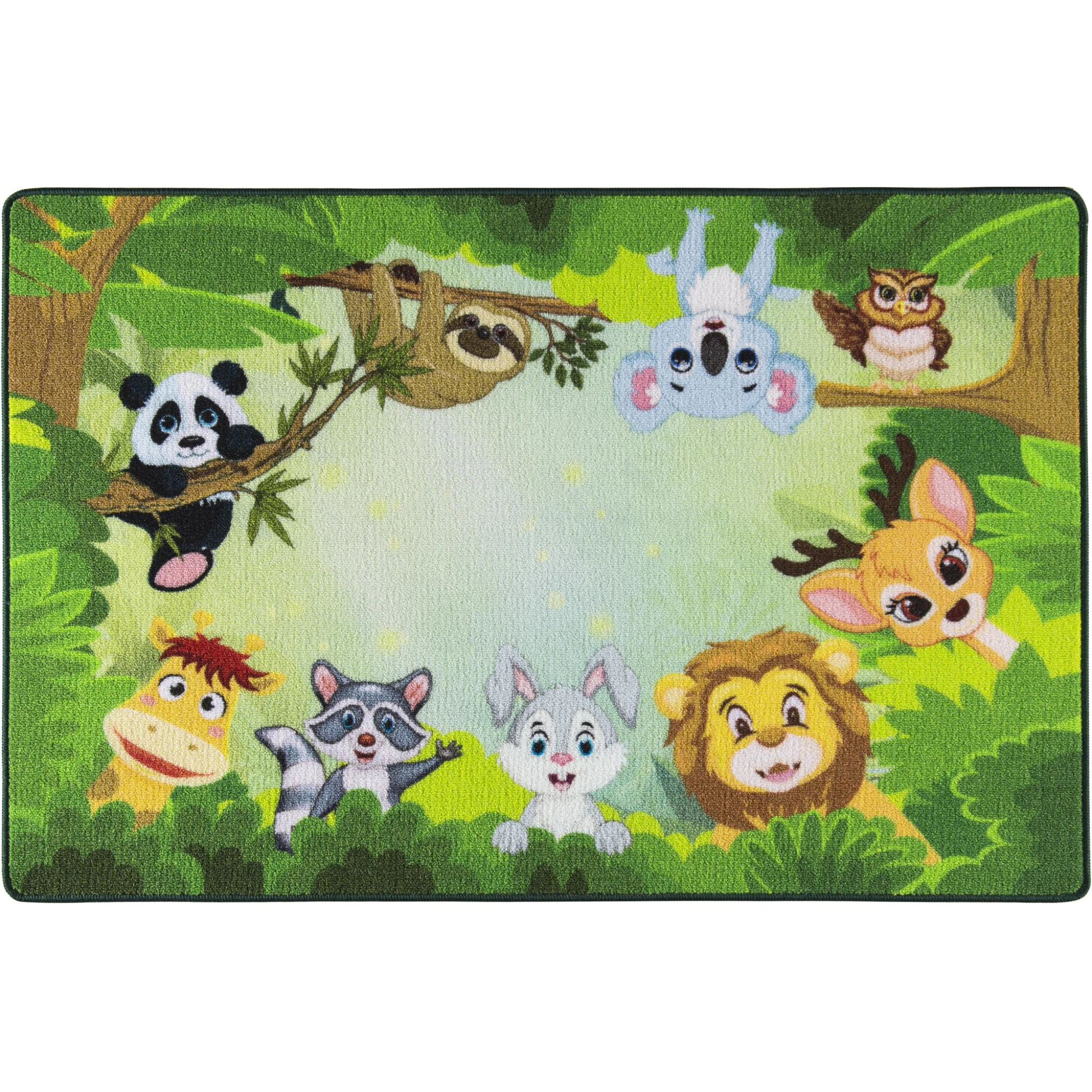 Model Habitat Green, Covor Antiderapant pentru Copii, Dimensiunea 133x190 cm, Verde [2]