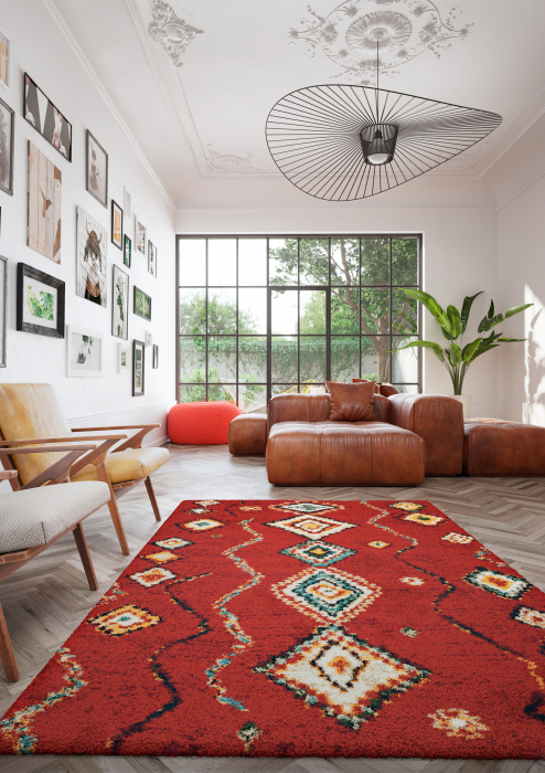 Covor Pufos Living/Dormitor, Model 52641/010, Rosu [2]