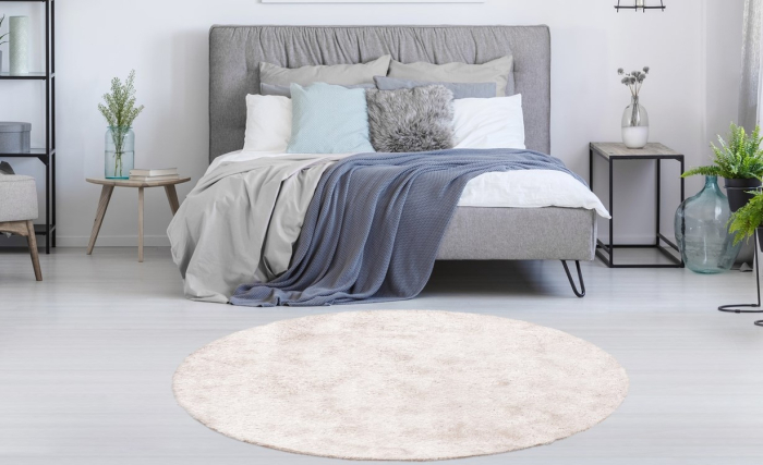 Covor Pufos Modern Sufragerie, Model Rotund Diamond 700, Roz Pudrat [3]