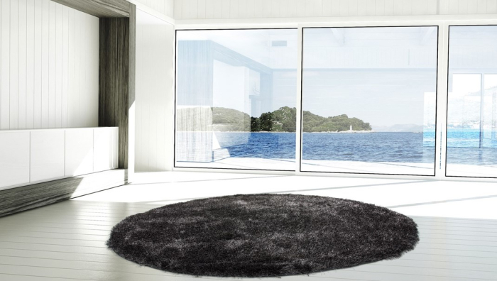 Covor Pufos Modern Sufragerie, Model Rotund Diamond 725, Antracit [3]