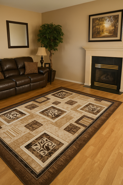 Covor Sufragerie/Dormitor, Model Luna 1835/12, Dreptunghiular, Crem/Maro [1]