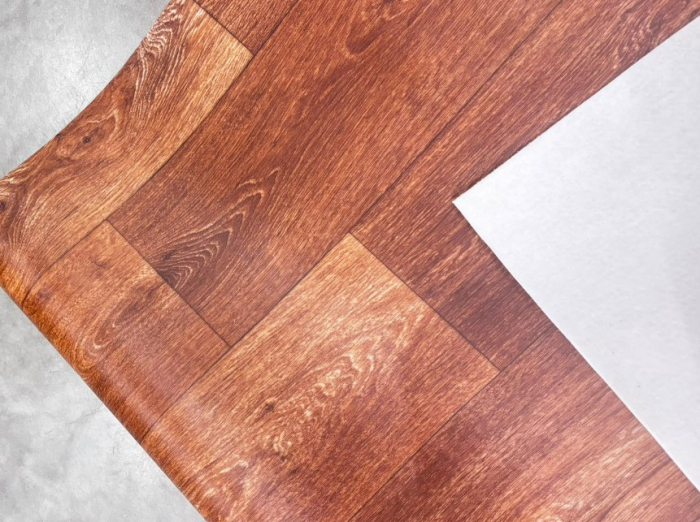 Covorul PVC linoleum Country Dark Confort, Latimi 1 m, 1.5 m, 2 m si 2,5 m, Maro inchis/Imitatie parchet, Suport Pasla [4]