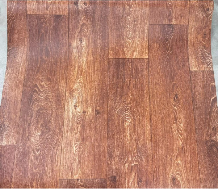 Covorul PVC linoleum Country Dark Confort, Latimi 1 m, 1.5 m, 2 m si 2,5 m, Maro inchis/Imitatie parchet, Suport Pasla [3]