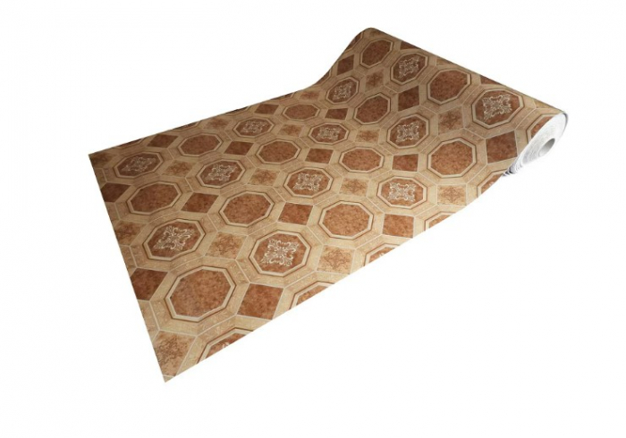 Covorul PVC linoleum Lidia, Latimi 1m, 1.5 m, 2 m, 2.5 m, 3 m, Maro, Suport Pasla [8]