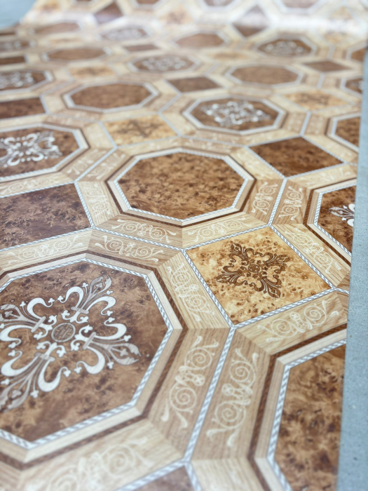 Covorul PVC linoleum Lidia, Latimi 1m, 1.5 m, 2 m, 2.5 m, 3 m, Maro, Suport Pasla [7]