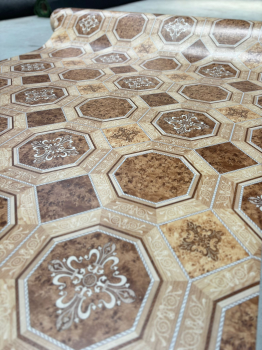 Covorul PVC linoleum Lidia, Latimi 1m, 1.5 m, 2 m, 2.5 m, 3 m, Maro, Suport Pasla [4]