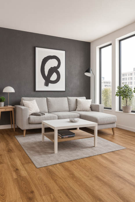 Covorul PVC linoleum Plank 067, Latimi 1 m, 1.5 m, 2 m si 2,5 m, Maro/Imitatie parchet, Suport Pasla [4]