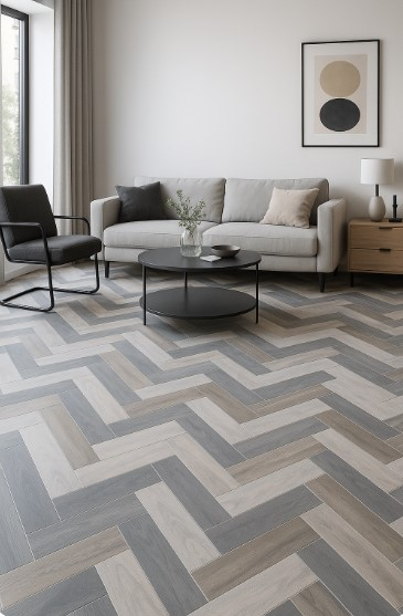 Linoleum Model Parchet Venice 961, Latime 200 cm, Gri/Bej [1]