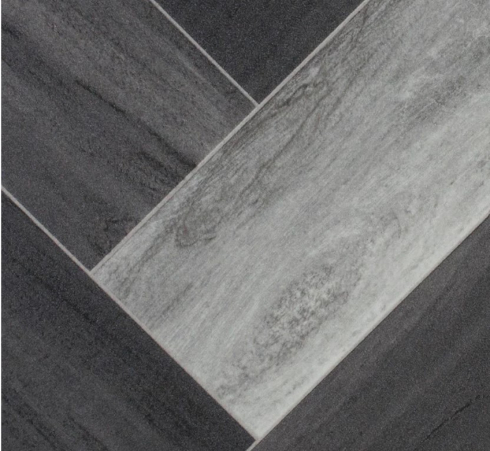 Linoleum Model Parchet Venice, Latime 200 cm, Negru/Gri [4]
