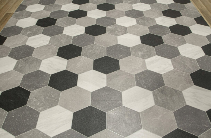 Linoleum Model Pembroke 909M, Latime 200 cm, Alb/Negru [4]