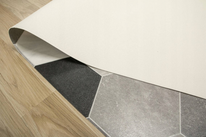Linoleum Model Pembroke 909M, Latime 200 cm, Alb/Negru [7]