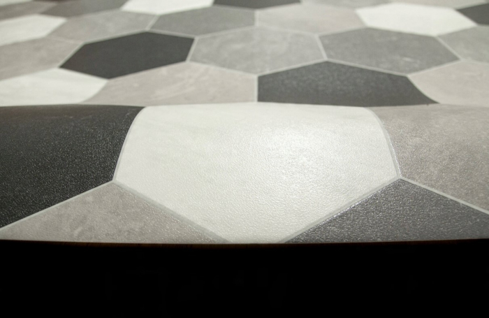 Linoleum Model Pembroke 909M, Latime 200 cm, Alb/Negru [6]