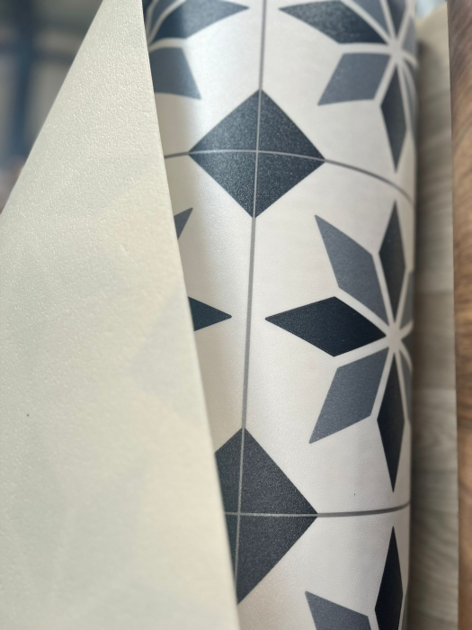 Linoleum Model Scottsdale 099, Latime 200 cm, Alb/Negru [6]